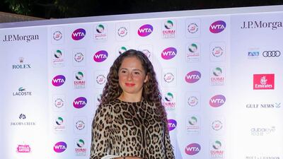 Jelena Ostapenko, cente, at the WTA Dubai Duty Free Tennis Championships' Players' Party. Courtesy Dubai Duty Free Tennis Championships