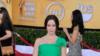 Emily Blunt, in Oscar de la Renta, arrives for the 18th annual Screen Actors Guild Awards at the Shrine Auditorium in Los Angeles, California, on January 29, 2012. EPA