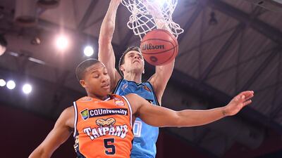 Tom Abercrombie of the Breakers goes to the basket during the round nine NBL match between the Cairns Taipans and the New Zealand Breakers in Cairns, Australia. Getty Images