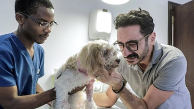 Samer Ol-Ogidi has thanked vets for abandoning Eid holiday plans to treat his pet, Yoko, after a brutal street attack by a larger dog. Victor Besa/The National