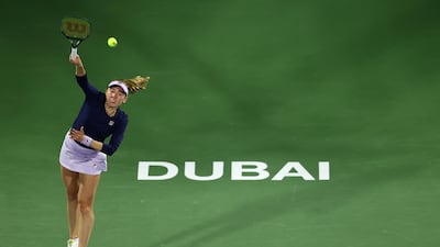 Ekaterina Alexandrova serves during her defeat to Coco Gauff. Getty