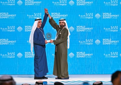 Sheikh Mohammed bin Rashid, Vice President and Ruler of Dubai with Sheikh Saif bin Zayed, Deputy Prime Minister and Minister of the Interior, at the World Government Summit. Photo: Dubai Media Office