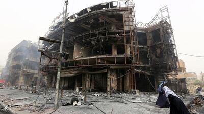 One of the damaged buildings at the blast site. Sabah Arar/AFP