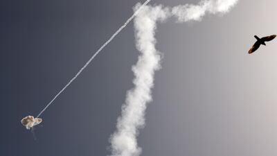 Israel's Iron Dome air defence system intercepts a rocket launched from the Gaza Strip, above the southern Israeli city of Ashdod. AFP