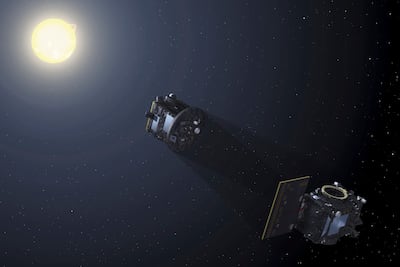 The two spacecraft of the Proba-3 mission align to create an eclipse. AP