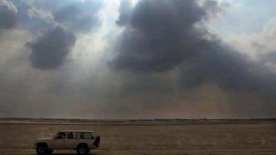 Rain clouds scattered over Al Wathba area near Abu Dhabi.