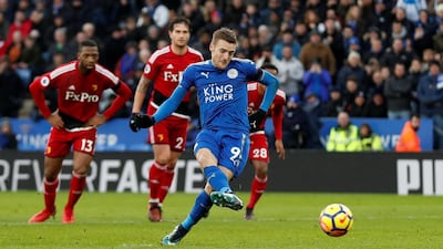 Jamie Vardy of Leicester City and England: Scored 11 from 13 = 84.6 per cent conversion rate. Action Images via Reuters