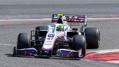 Haas driver Mick Schumacher drives during the third day of the Formula One pre-season testing at the Bahrain International Circuit. AFP