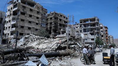 Fighting may have ceased, but many towns and cities - like Douma, near Damascus - have been destroyed by the conflict. AP