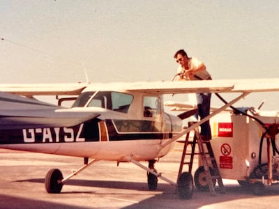 Richard Parry checks his training aircraft. Photo: Richard Parry