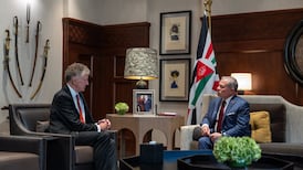 King Abdullah II, right, received Jonathan Powell, the UK's National Security Adviser, at Al Husseiniya Palace last week, after Mr Powell's visit to Israel. Photo: The Royal Hashemite Court
