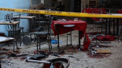 The site of the explosion at a cafe in central Damascus, Syria, on July 2. EPA