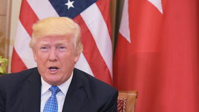 US president Donald Trump takes part in a bilateral meeting with Bahrain’s King Hamad bin Isa Al Khalifa at a hotel in Riyadh on May 21, 2017. Mandel Ngan / AFP