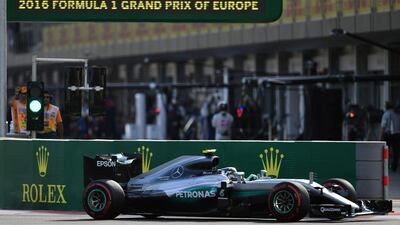 Mercedes’ Nico Rosberg drives during the European Formula One Grand Prix at the Baku City Circuit on June 19, 2016 in Baku. Andrej Isakovic / AFP