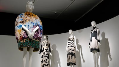 Each gallery combines contradictory moods: romantic and military, historical and futuristic, feminine and masculine, floral and geometric