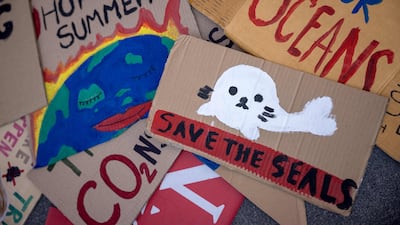 Placards from a Climate Strike protest in Bangkok, Thailand. AFP