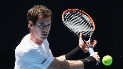 Andy Murray hits a shot during a practice session on Saturday ahead of the Australian Open. Michael Dodge / Getty Images