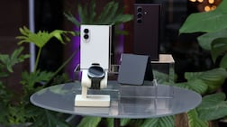 The Samsung Galaxy Z Fold8 in white, with the Galaxy Z Fold8 Ultra, Galaxy Z Flip8 and Galaxy Watch Ultra2 at a media preview in Dubai. Chris Whiteoak / The National