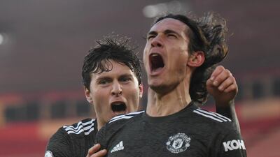 Manchester United striker Edinson Cavani scored twice against Southampton on Sunday after coming on as a substitute. EPA