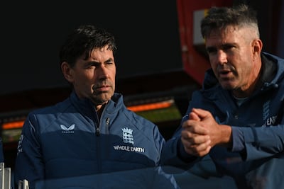 England's new Test team coach Stephen Fleming, left, with England's white-ball mentor Kevin Pietersen. AFP