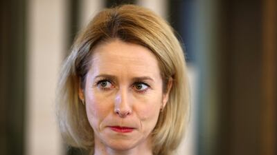 EU High Representative for Foreign Affairs and Security Policy, Kaja Kallas, speaks in Riyadh ahead of a meeting of top diplomats on Syria. AFP