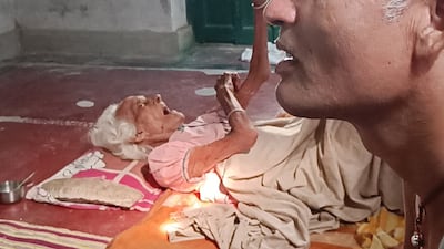 Premvati Gupta, 95, is one of the thousands of elderly people who have stayed at the Kashi Labh Mukti Bhawan, the shelter for those on the brink of death. Photo: Tanya Dutta for The National
