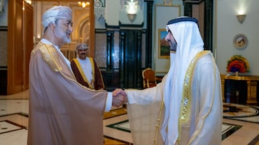 Sheikh Hamdan meets Sultan Haitham of Oman in Muscat