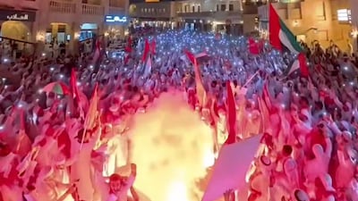 UAE fans celebrate in Doha ahead of World Cup qualifier against Oman