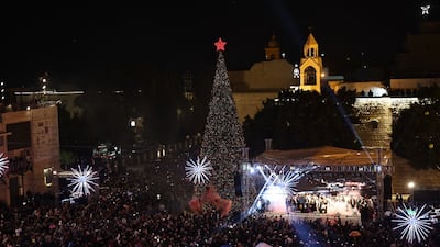 Bethlehem Christmas tree lights up for first time since Gaza war