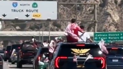 Jordanian fans form convoy to support team in California