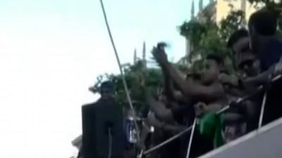 Palestinian flag flown on Barcelona parade bus