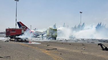 Sanaa airport runway in flames after Israeli strike