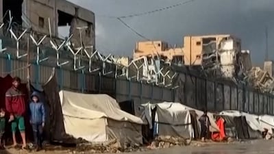 Displaced Gazans hit hard as rain floods tents and shelters