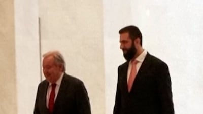 UN chief meets Syrian president on landmark visit to Syria