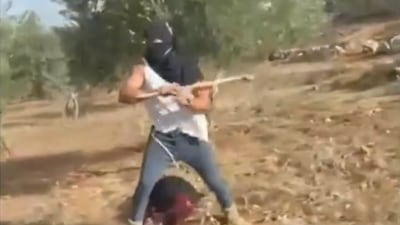 Fury at masked Israeli settler's rampage attack on Palestinian farmers