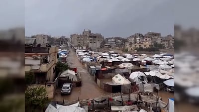 Displaced Gazans hit hard as rain floods tents and shelters
