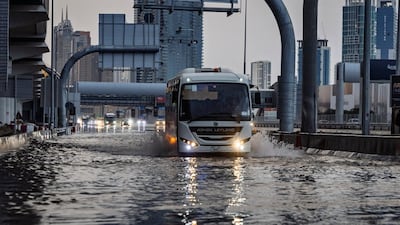 Aftermath of heavy night time rain in Dubai