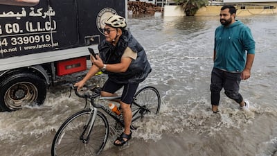 Aftermath of heavy night time rain in Dubai