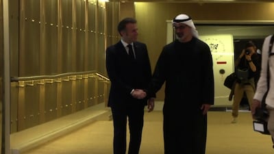 French President Emmanuel Macron arrives in UAE