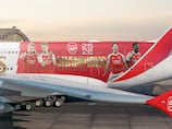 Arsenal-themed Emirates A380 takes off from Dubai after Premier League win